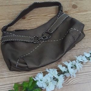 NineWest Vegan Faux Leather Tan Buckle Front Purse